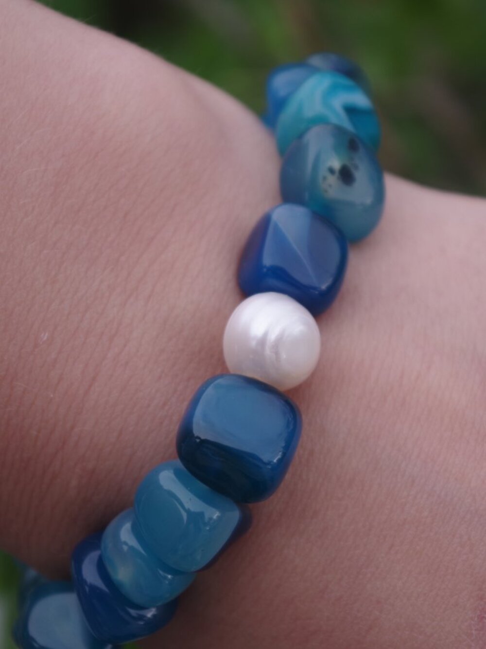 New The Pearl Co Agate Bracelet Blue Color